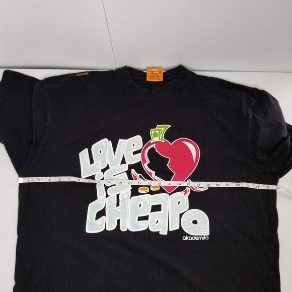 SOLD Vintage Akademiks Love Is Cheap Logo Men's Tee T-shirt Black 2XL - Picture 8 of 9